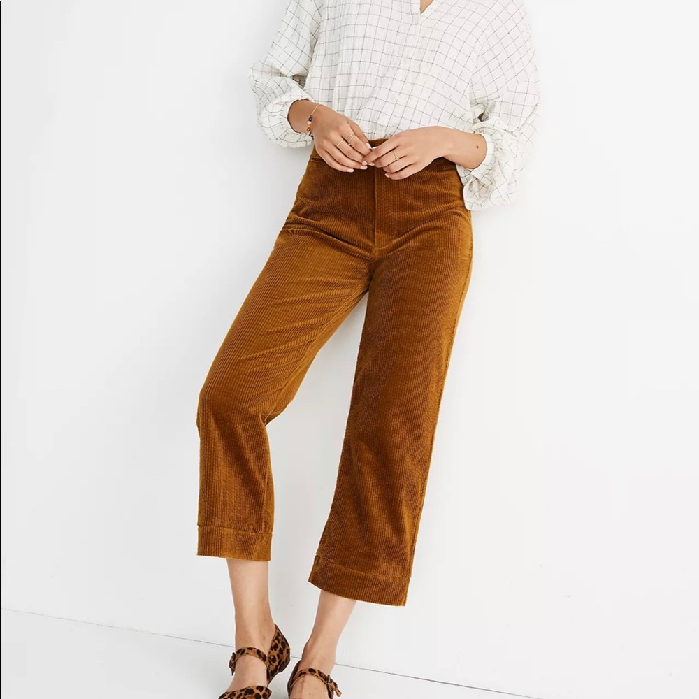 Madewell slim Emmett wide leg crop corduroy pants